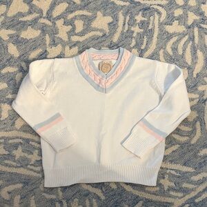 The Beaufort Bonnet Company White Sweater with Pink and Blue Accents